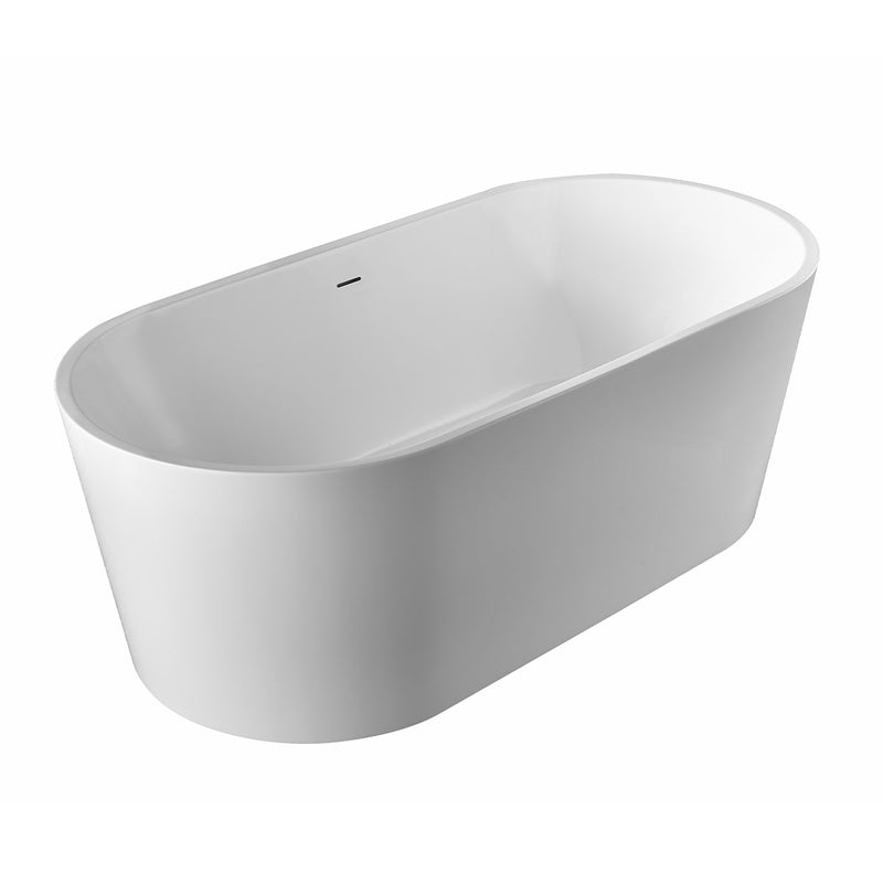 Rayburn White High-gloss  Center Drain Acrylic Free-standing Tub