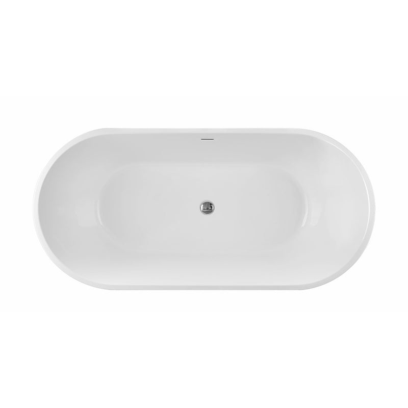 Rayburn White High-gloss  Center Drain Acrylic Free-standing Tub