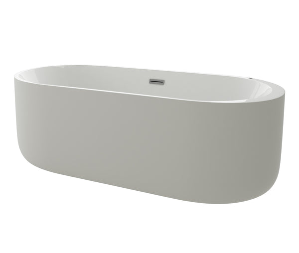 Reynaldo White High-gloss  Center Drain Acrylic Free-standing Tub