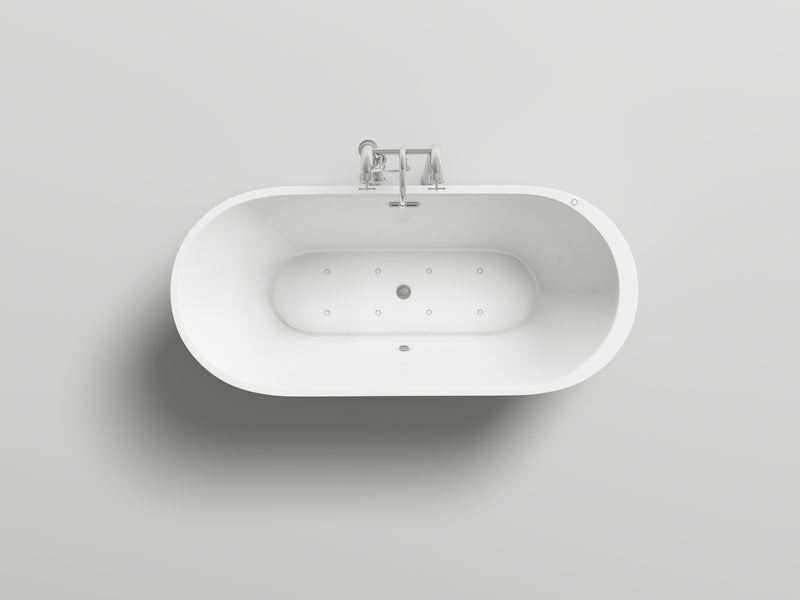 Reynaldo White High-gloss  Center Drain Acrylic Free-standing Tub