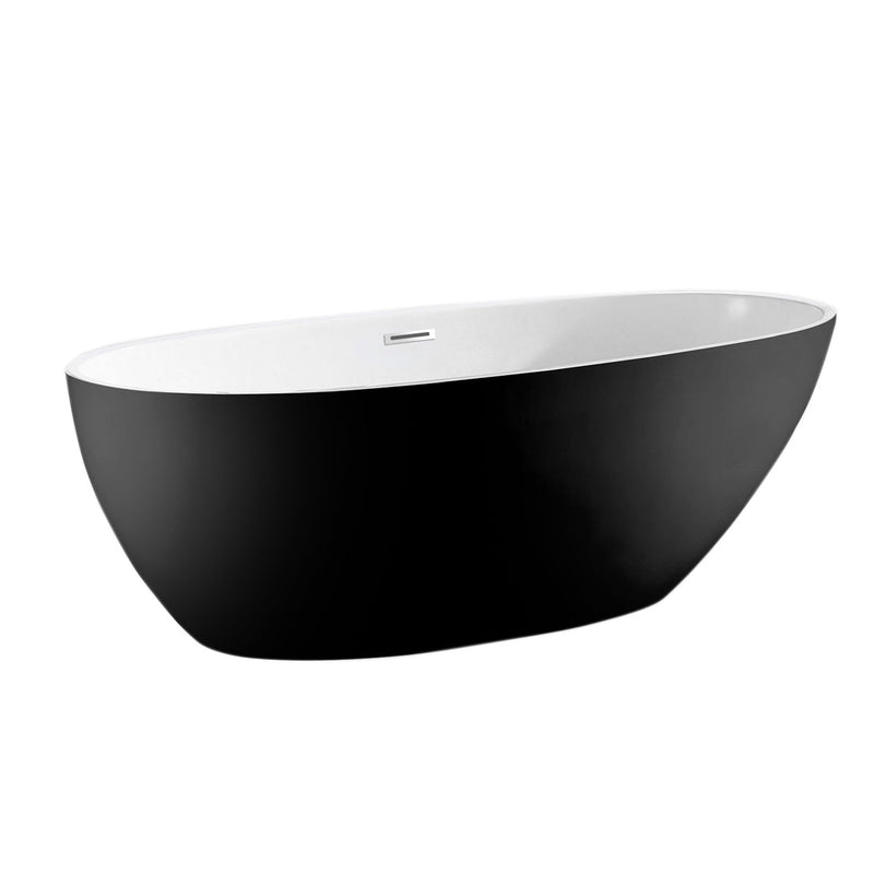 Winton White High-gloss  Center Drain Acrylic Free-standing Tub