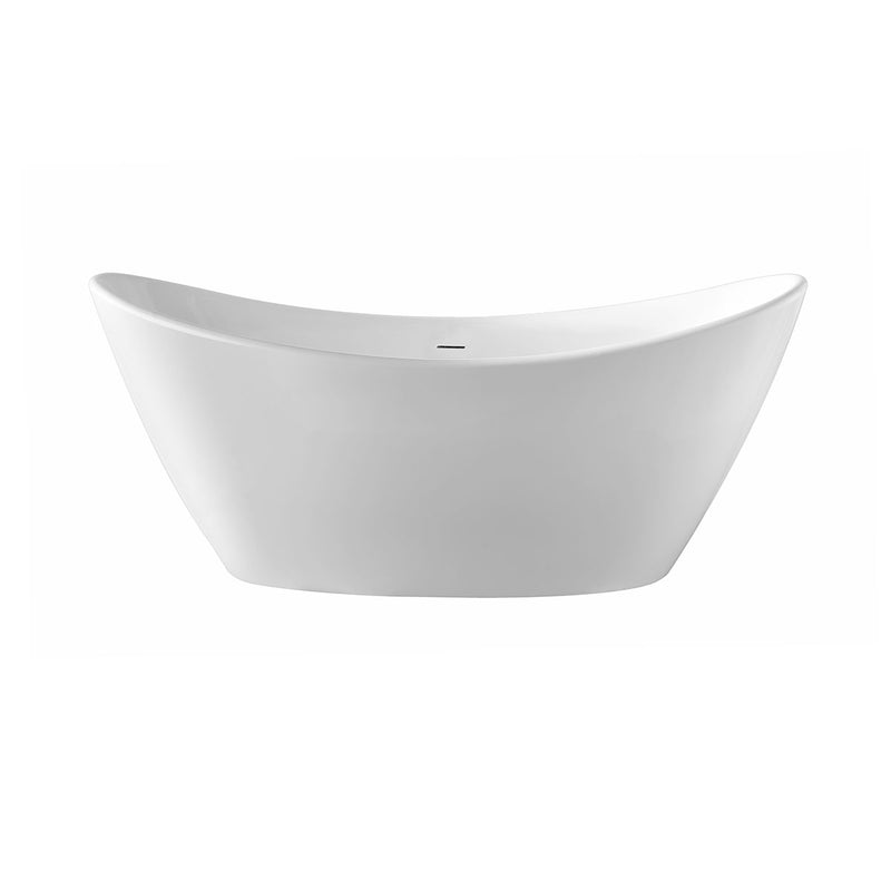 Zane White High-gloss  Center Drain Acrylic Free-standing Tub